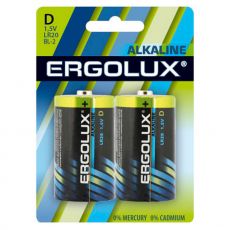 Батарейка Ergolux Alkaline LR20 BL-2 D 20000 мА*ч 2 шт черный